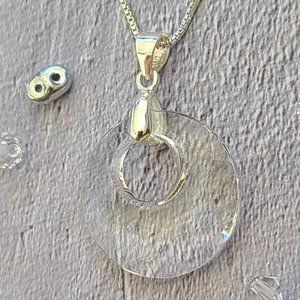 Swarovski® Crystal Clear Round Pendant on a Real Sterling Silver Chain